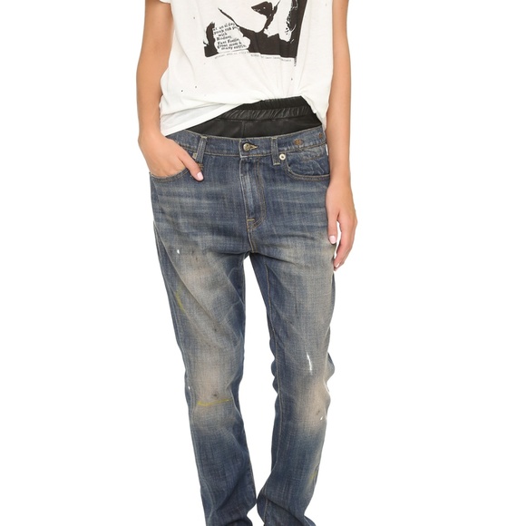 R13 Denim - R13 LEATHER WAIST SLOUCH JEANS SZ S